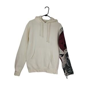 Itachi by Crude Box Mens Unisex Tapestry Hoodie Ivory With Tapestry Sleeve Sz XS